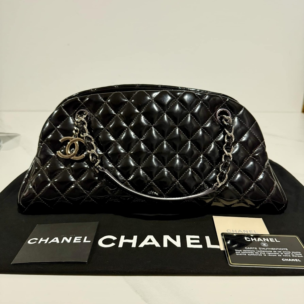 **SOLD** Chanel Mademoiselle Patent Leather Bowling Bag